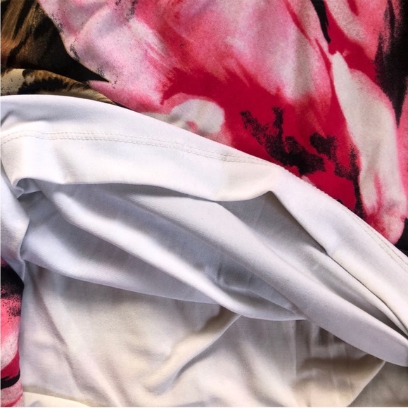 Cache Pink Floral Animal Print Gathered Waist Midi Sheath Dress Size 12 - Picture 6 of 7